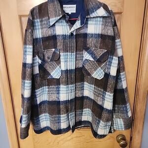 Vtg Donaldsons Of Minnesota 30% Wool Shirt/jacket Blue Brown Taiwan 25% Linen XL